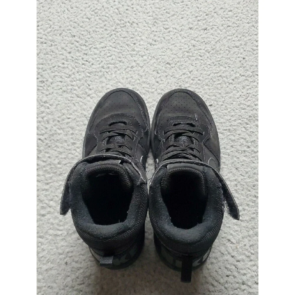 Nike Court Borough Mid 2 Black High-Top Lace & Strap Sneakers Size 1Y